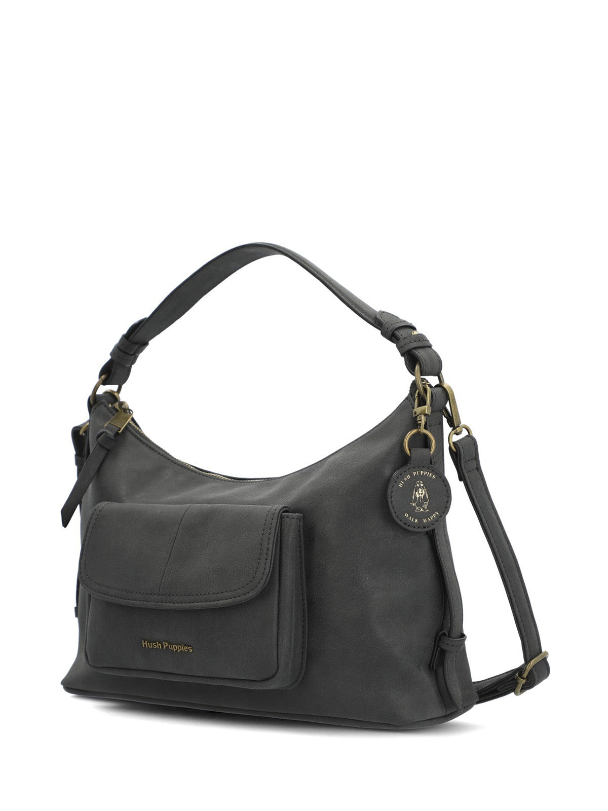 Cartera Dover Hobo Ecocuero Negra para Mujer Hush Puppies