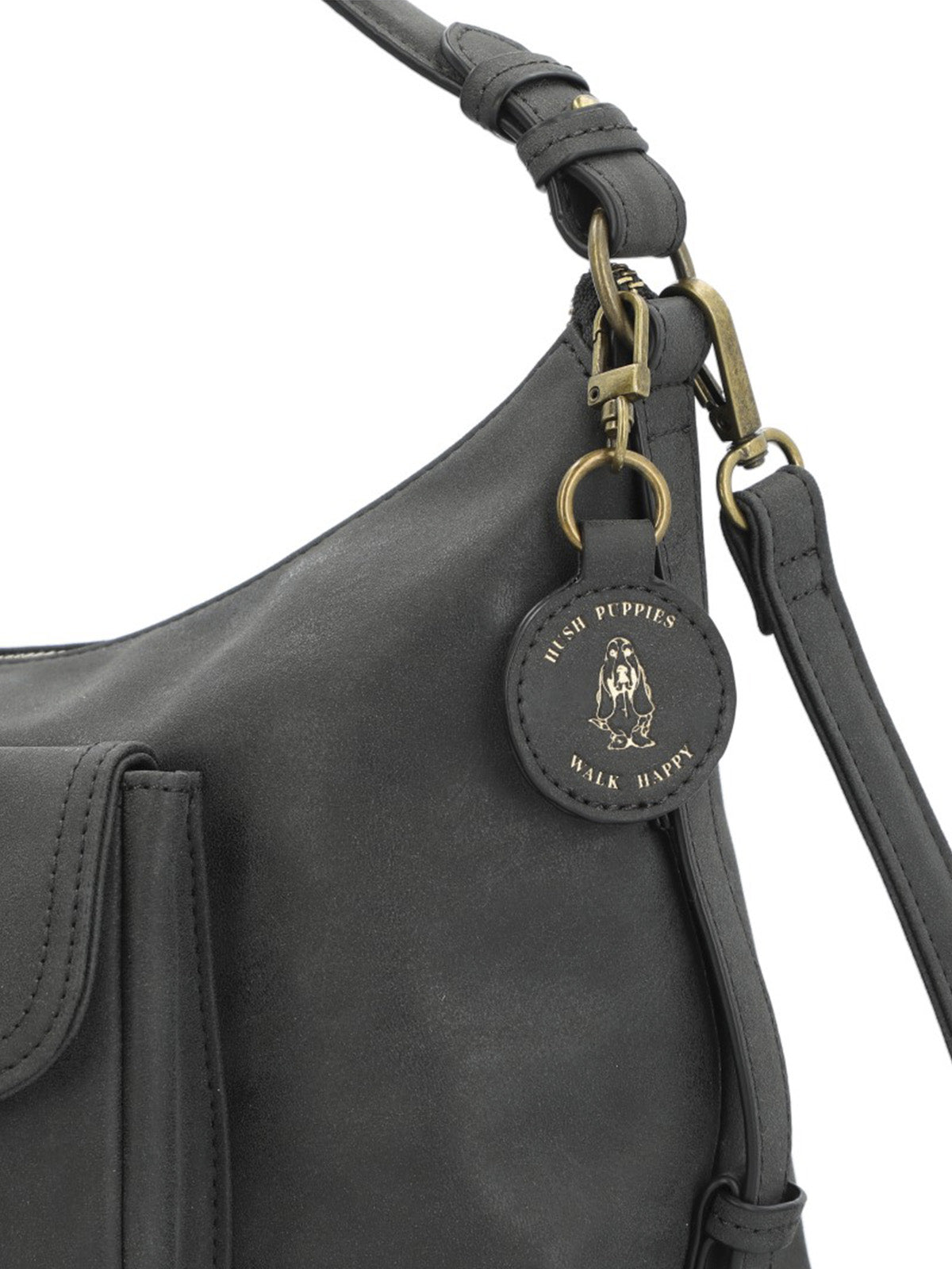 Cartera Dover Hobo Ecocuero Negra para Mujer Hush Puppies